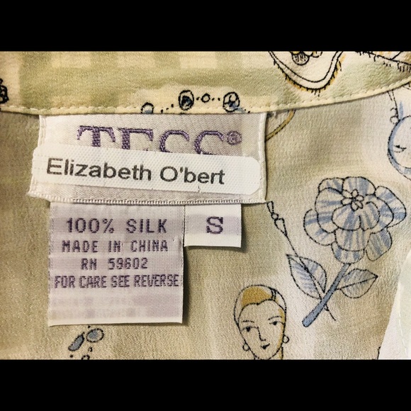 Tess Elizabeth O’bert 100% Silk Blouse size S Romantic Lovely - Picture 10 of 12
